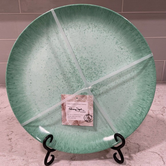 SET 4 BRIGHT MULTI Color 11” Dinner Plates Melamine Panama Jack Fiesta O - Picture 3 of 10